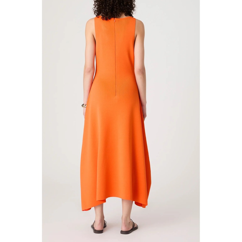 French Connection Miami Orange Knit V Neck Fit Flare Midi Dress NEW S - Picture 3 of 14